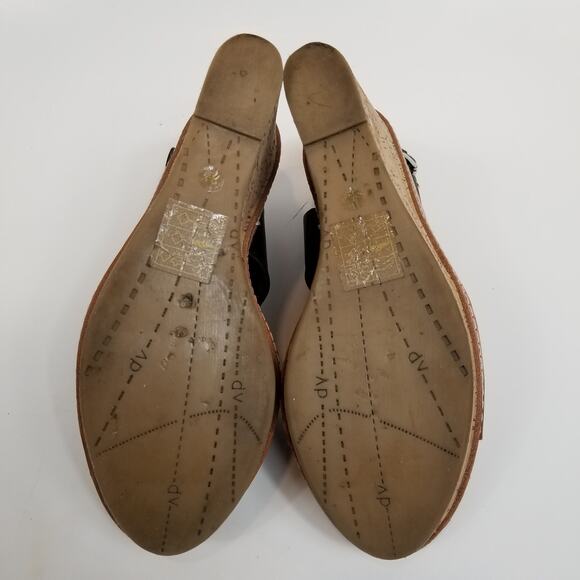 dv Dolce Vita Cork Wedge Heel Sandals Brown Black Leather Size 8.5 - Picture 9 of 9